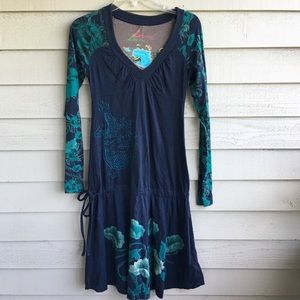 Desigual Dragon Floral Print Drop Waist Dress